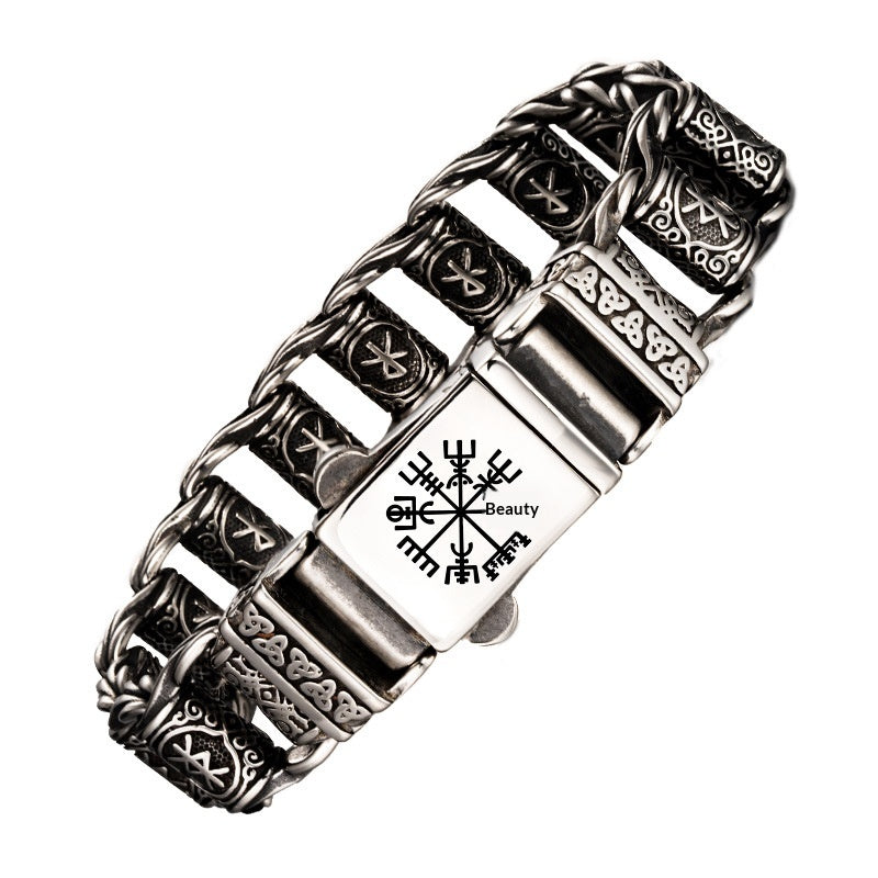 Nordic Viking Runen Kompass Totem Armband aus Titanstahl – Bild 5 | LuxeStyle