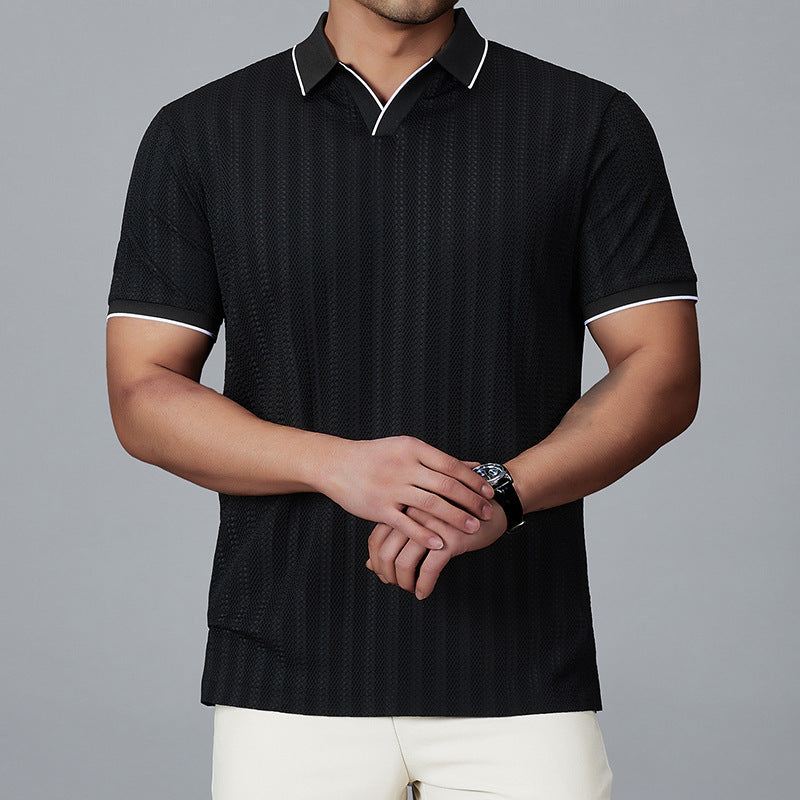 Polo-Shirt Kurzarm aus Eisseide für Herren – Bild 5 | LuxeStyle