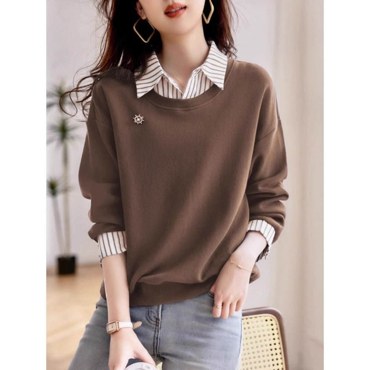Langarm-Sweatshirt im Zweiteiler-Look – Bild 3 | LuxeStyle
