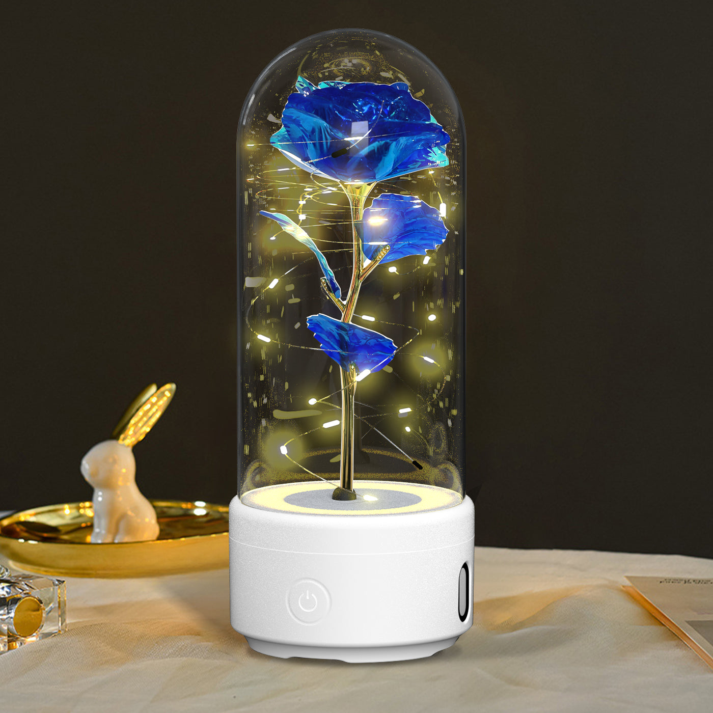 LED Rose mit Bluetooth-Speaker im Glas