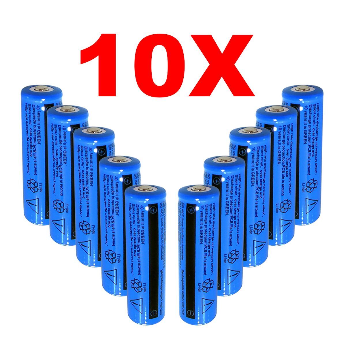 18650 Li-ion Akku, 3.7V, 3000mAh, 10er-Pack