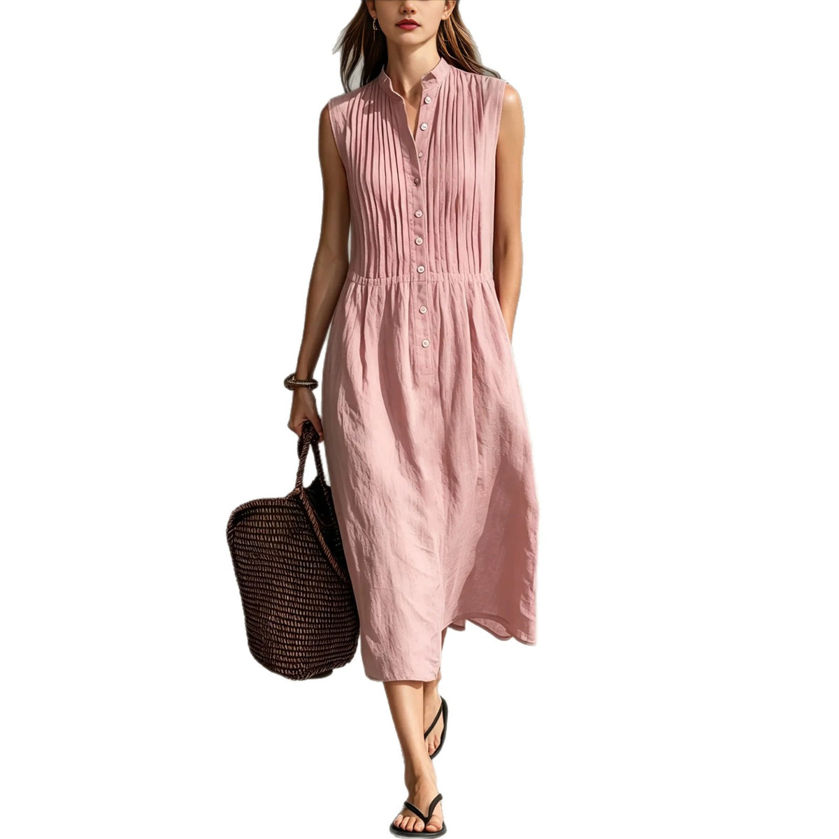 Elegantes ärmelloses Leinenkleid – Bild 7 | LuxeStyle
