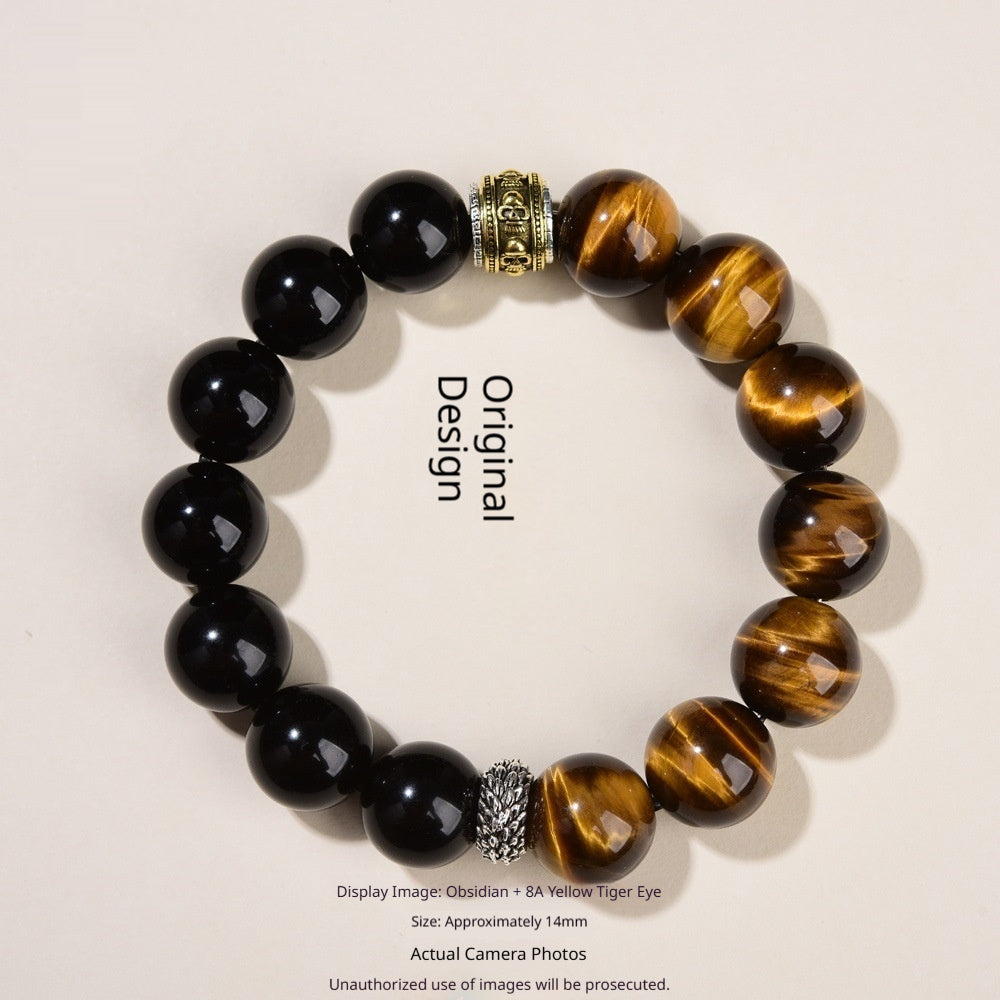 Naturstein-Armband «Obsidienne» – Tigerauge & Obsidian