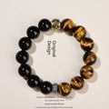 Naturstein-Armband «Obsidienne» – Tigerauge & Obsidian