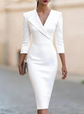 Dreiviertelärmel Taille betonendes Midi-Abendkleid