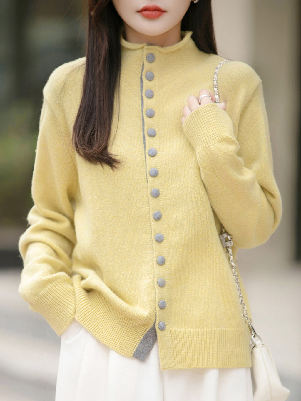 Chic gestrickte Jacke in Farbkombination
