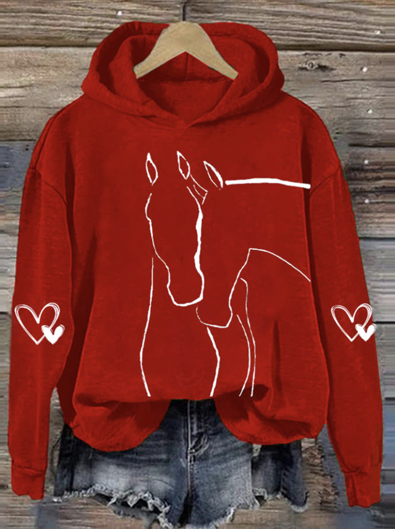Hoodie mit einfacher Linien-Muster