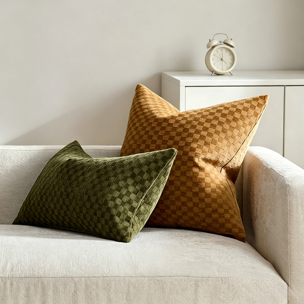 Chenille Kissenhülle mit 3D-Kleinwürfelmuster