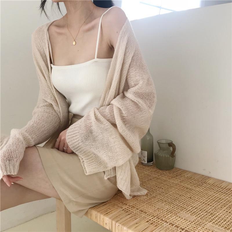 Retro Strick-Cardigan mit Bischofsärmeln