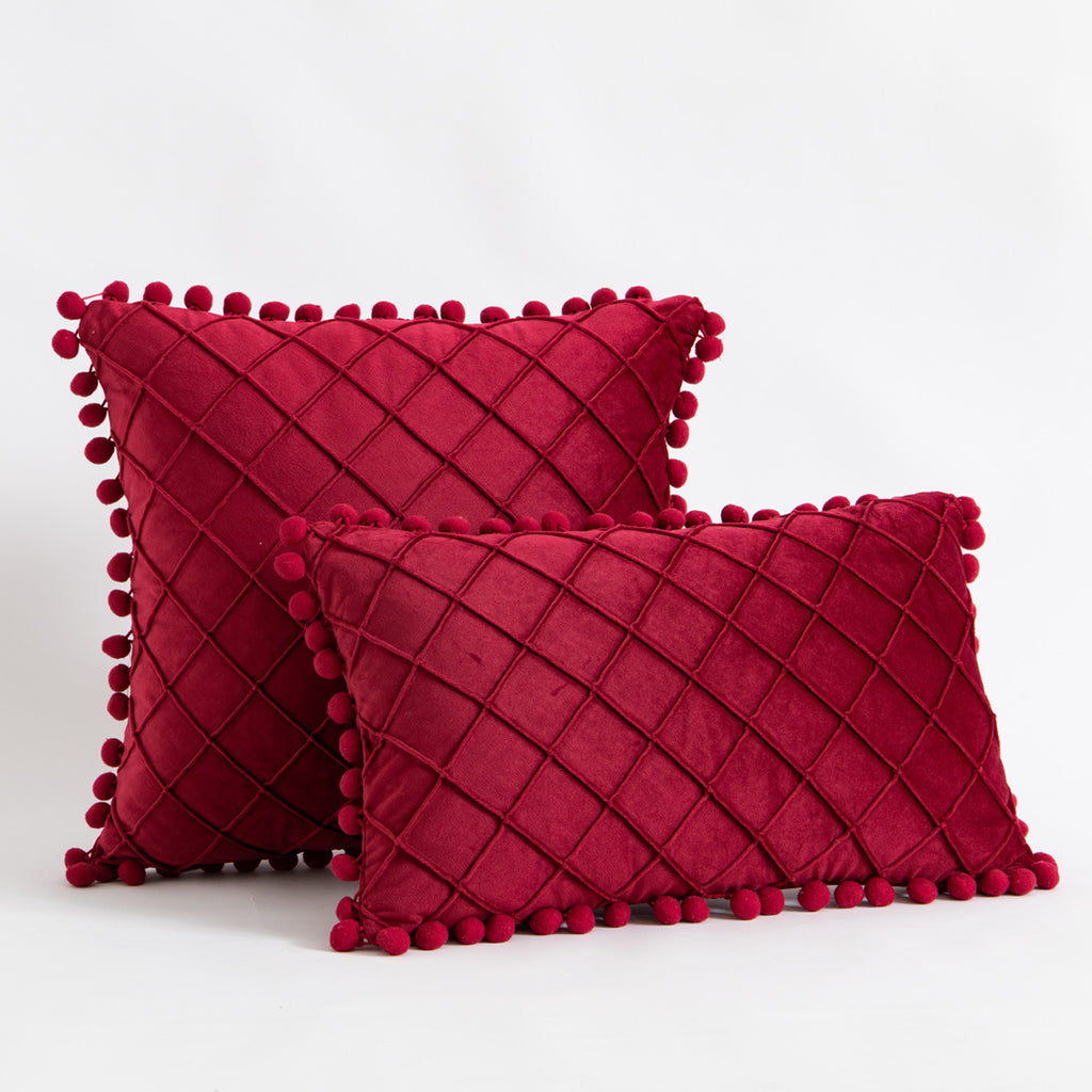Samt Kissenbezug mit Rautenmuster und Quasten – Bild 6 | LuxeStyle