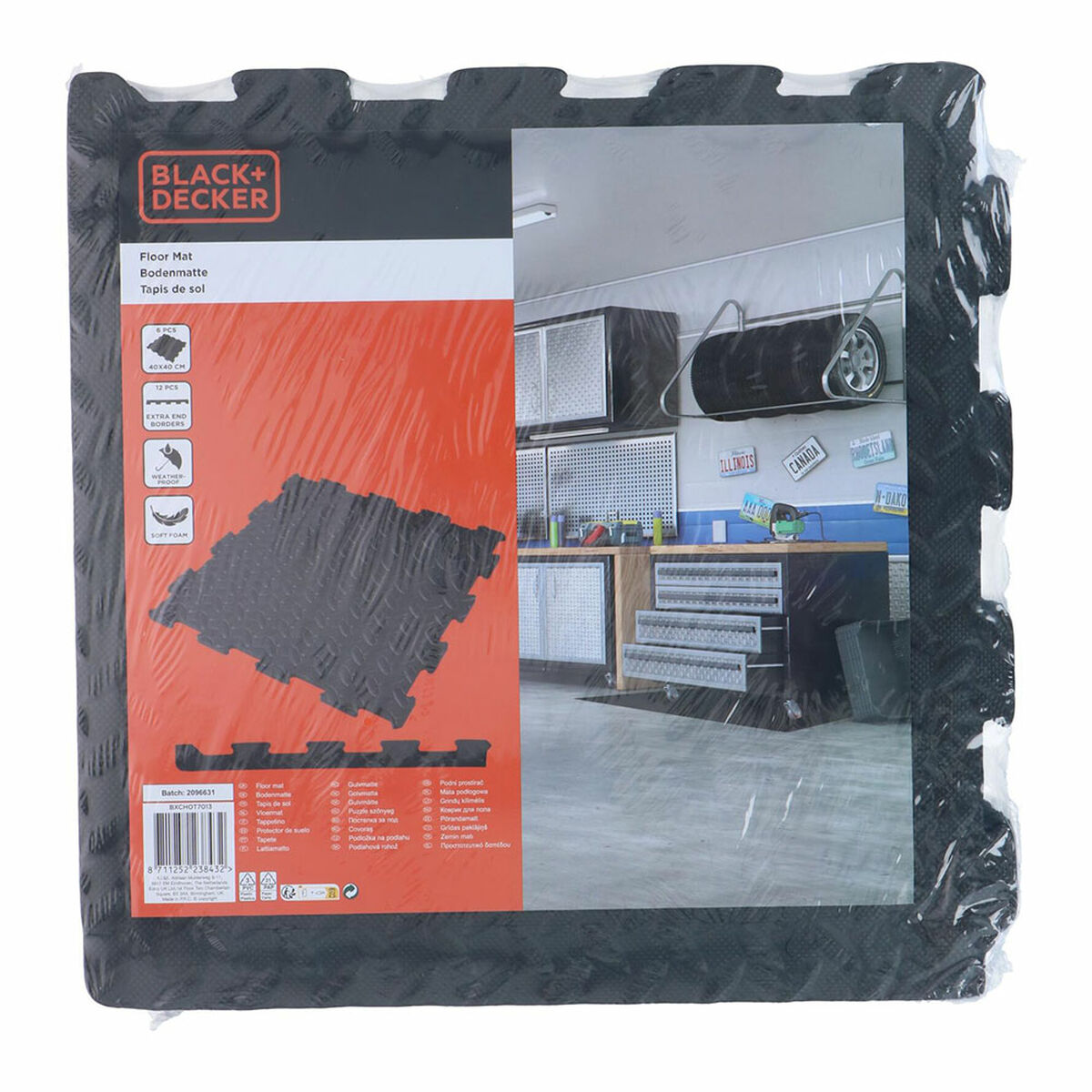 Schwarze Moosgummi Bodenfliesen (6x) – Robuster Schutz