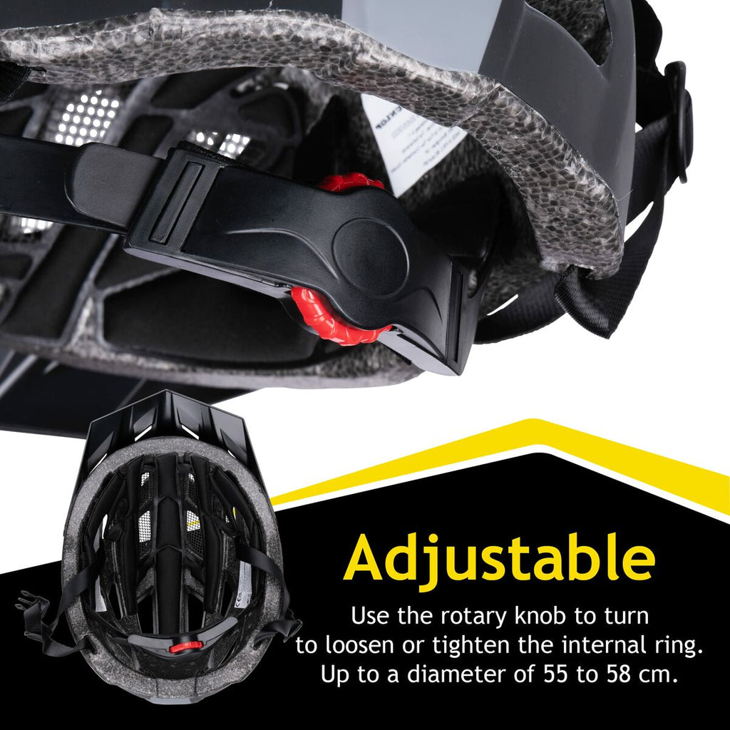 Leichter LED Fahrradhelm Schwarz – Sicher & gut sichtbar – Ansicht 6