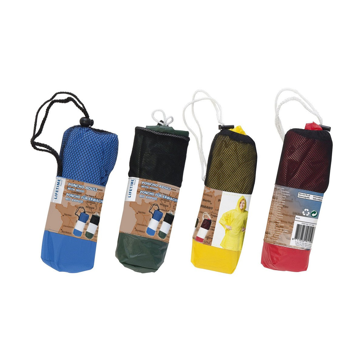 Wasserfeste Poncho mit Kapuze Einheitsgrösse