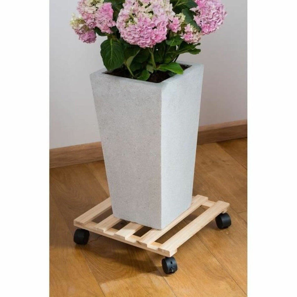 Blumentopfhalterung mit Rädern Nature natürlich Tannenholz (35 x 35 x