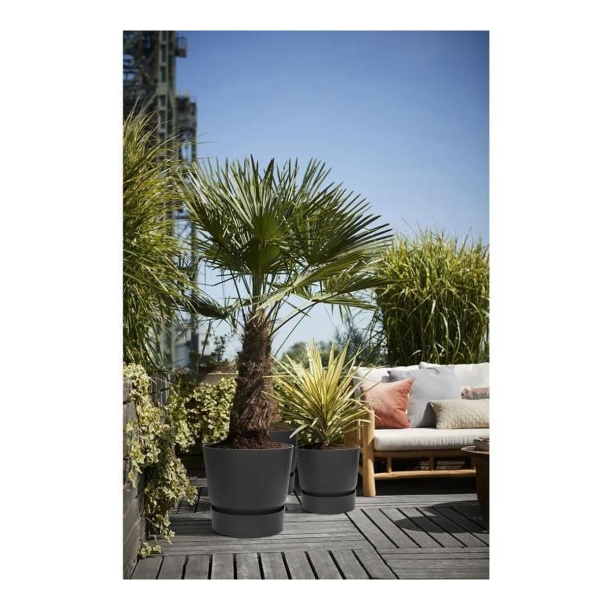 Blumentopf Elho Greenville Schwarz Kunststoff rund kreisförmig Ø 40 cm