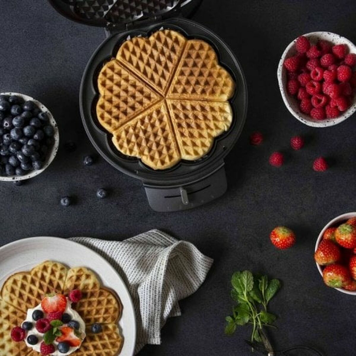 Waffeleisen Princess Princess 1200 W Schwarz Silberfarben Stahl