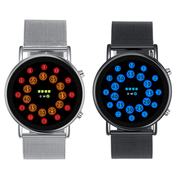 Leichte LED-Uhr mit Milanaise-Armband – Bild 3 | LuxeStyle