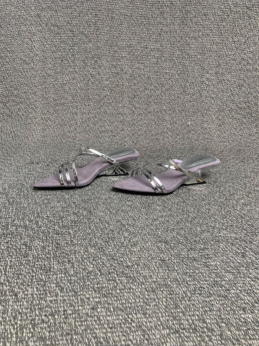 Sandalen mit Riemchen und Nieten, 5cm Keilabsatz
