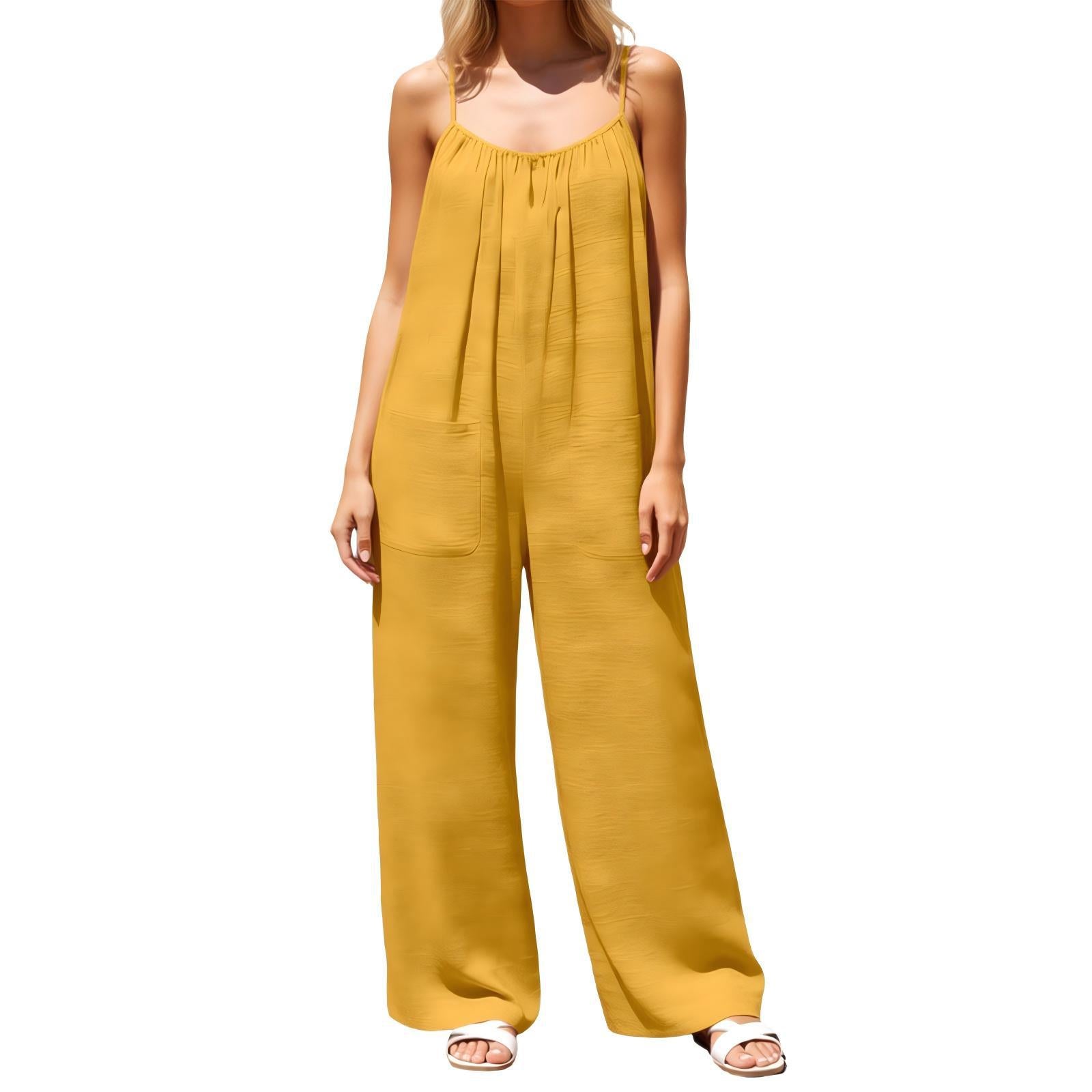 Eleganter ärmelloser Jumpsuit mit weitem Bein