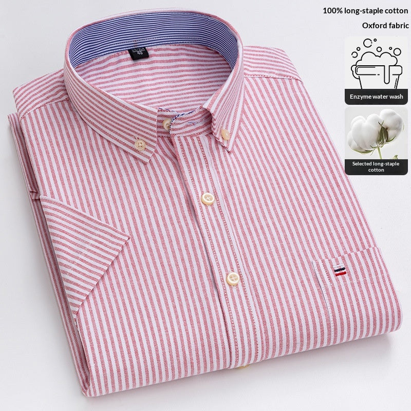 Herren Oxford Baumwollhemd Kurzarm