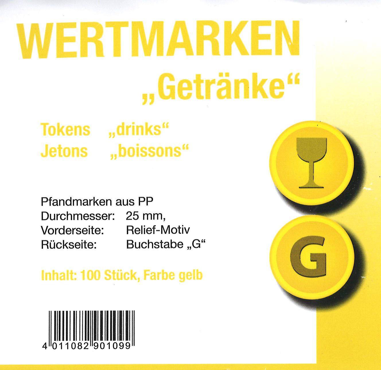 Jetons Wertmarken Getränke gelb
