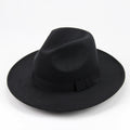 Schwarzer Wollfilz-Fedora mit breiter Krempe
