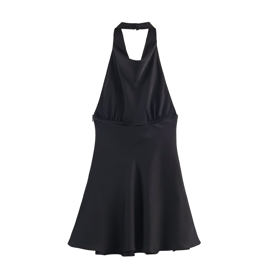 Kurzes Neckholder-Kleid aus Satin-Mix