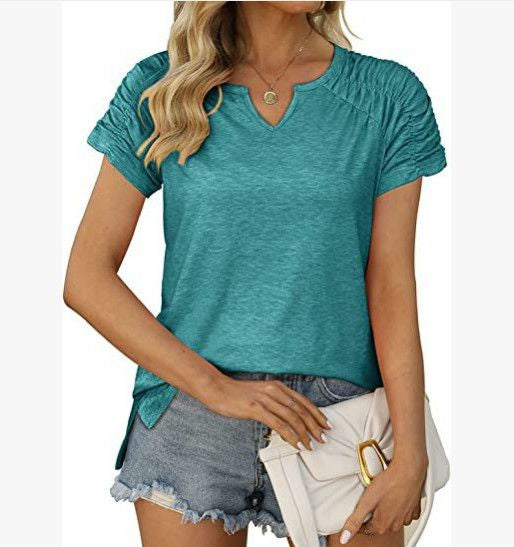 V-Ausschnitt Raglan-Shirt mit Seitenschlitz