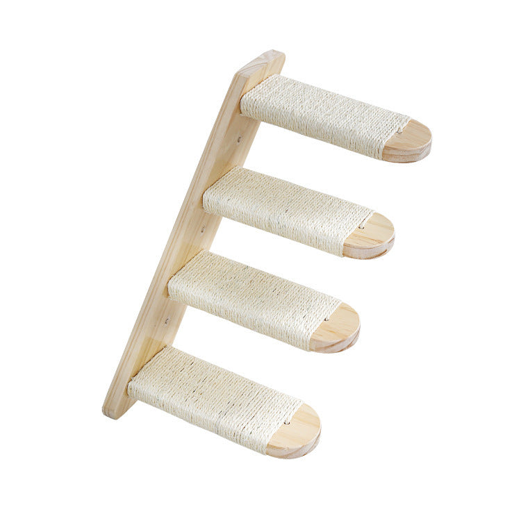 Wandmontierte Katzen-Kletterplattform aus Massivholz