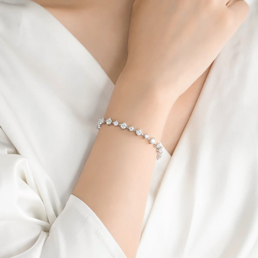 Minimalistisches 925 Silber Moissanit Armband