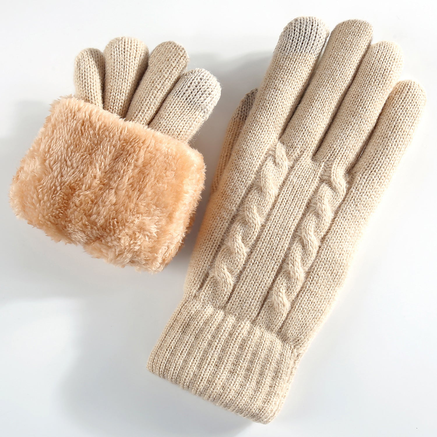 Gefütterte Strickhandschuhe mit Touchscreen-Funktion