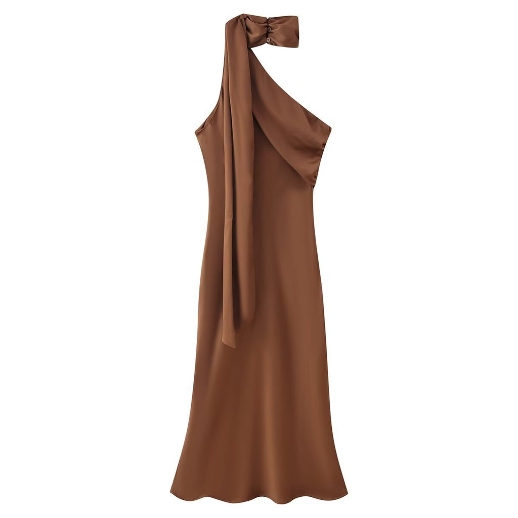 Asymmetrisches Kleid mit Schal-Detail
