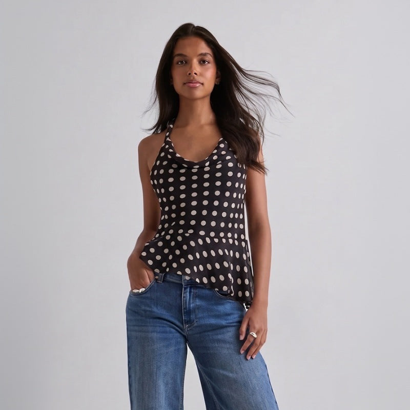 Damen Neckholder-Top mit Polka-Dots