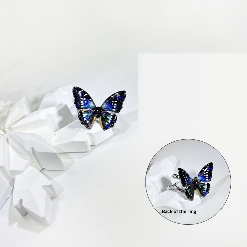 Verstellbarer offener Ring mit Schmetterling & Ranke