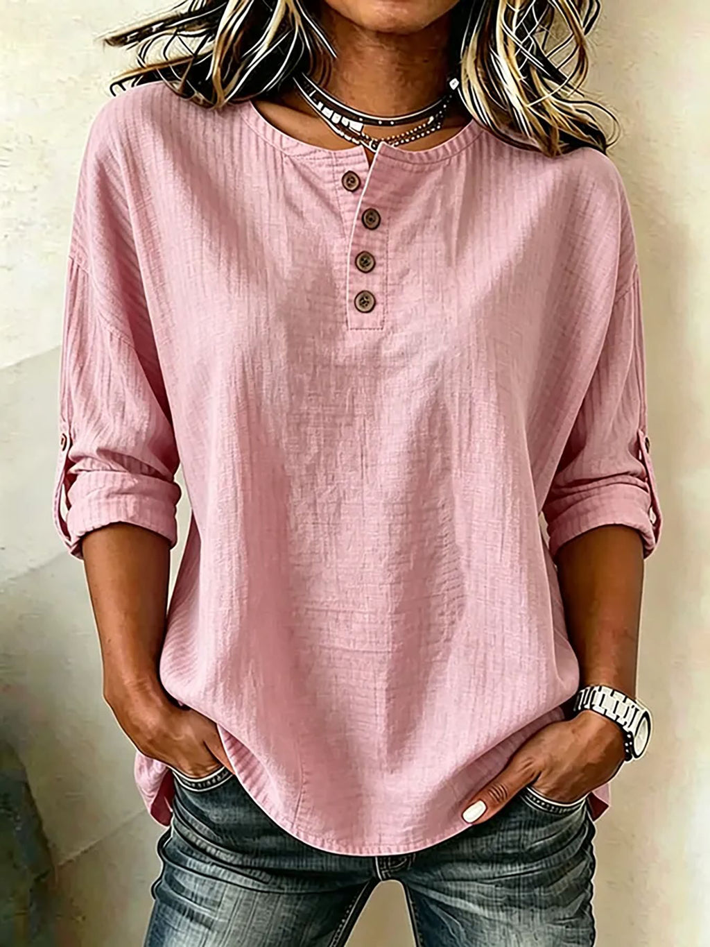 Damen Atmungsaktives 3/4-Arm-Shirt mit Manschetten