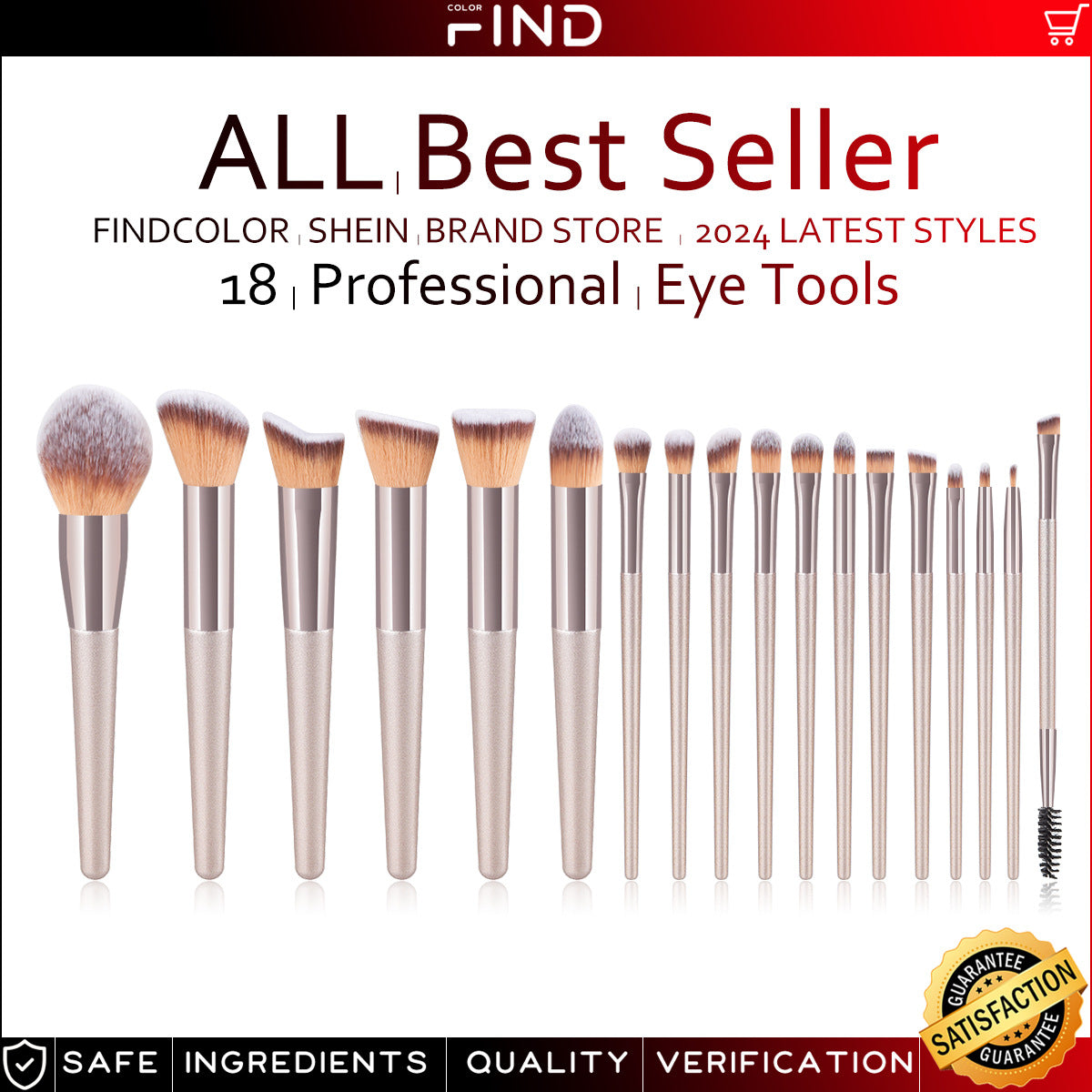 20-teiliges Make-up Pinselset Champagner