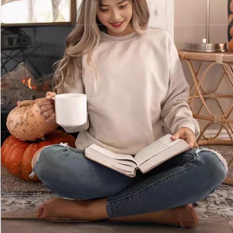 Rundhals-Sweatshirt in Apricot