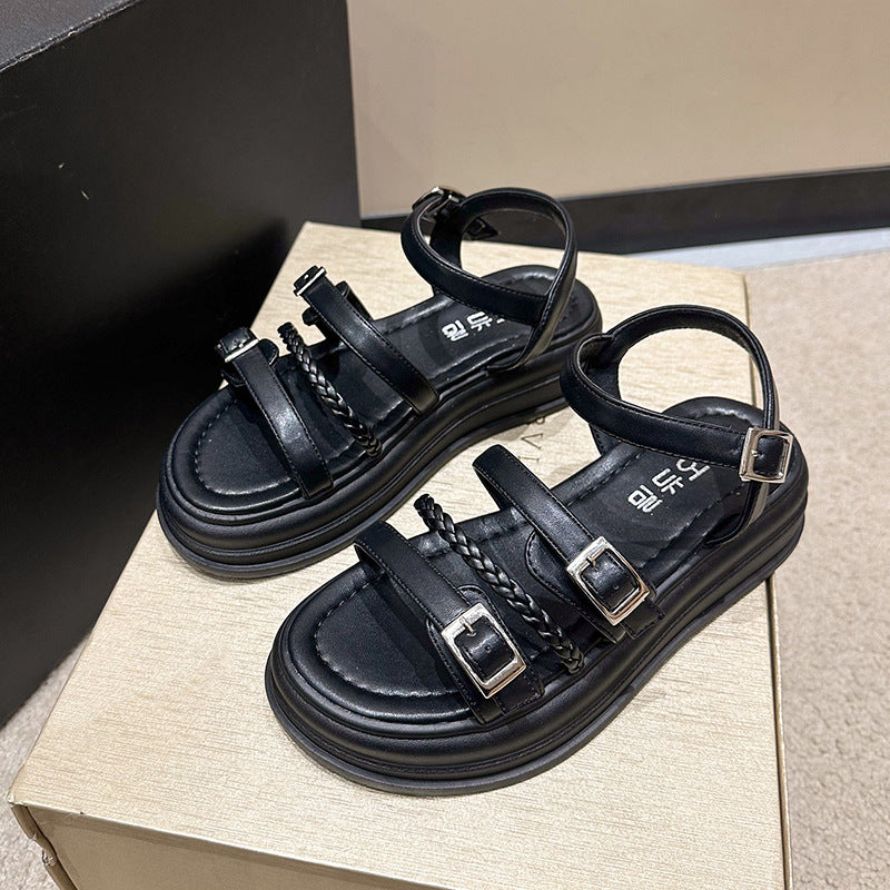 Pure Color Riemchensandalen mit runder Zehenpartie – Bild 21 | LuxeStyle