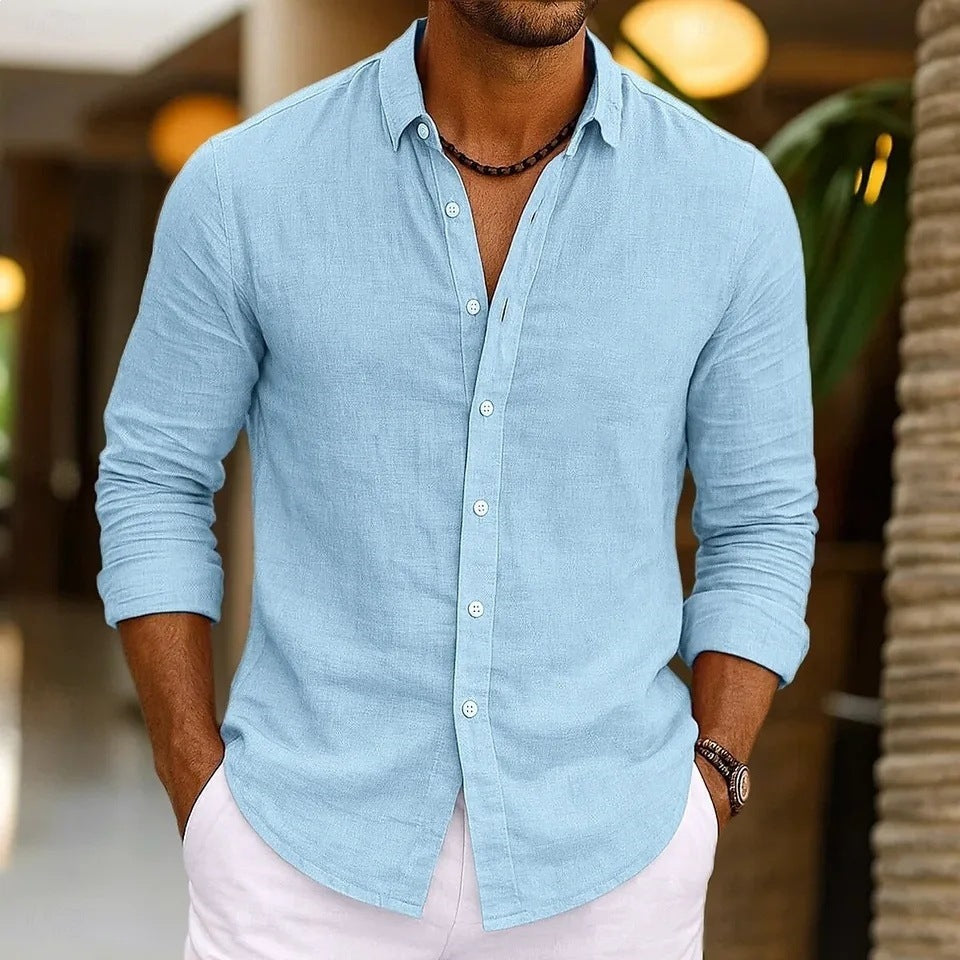 Unisex Langarmhemd aus Baumwoll-Leinen – Bild 3 | LuxeStyle