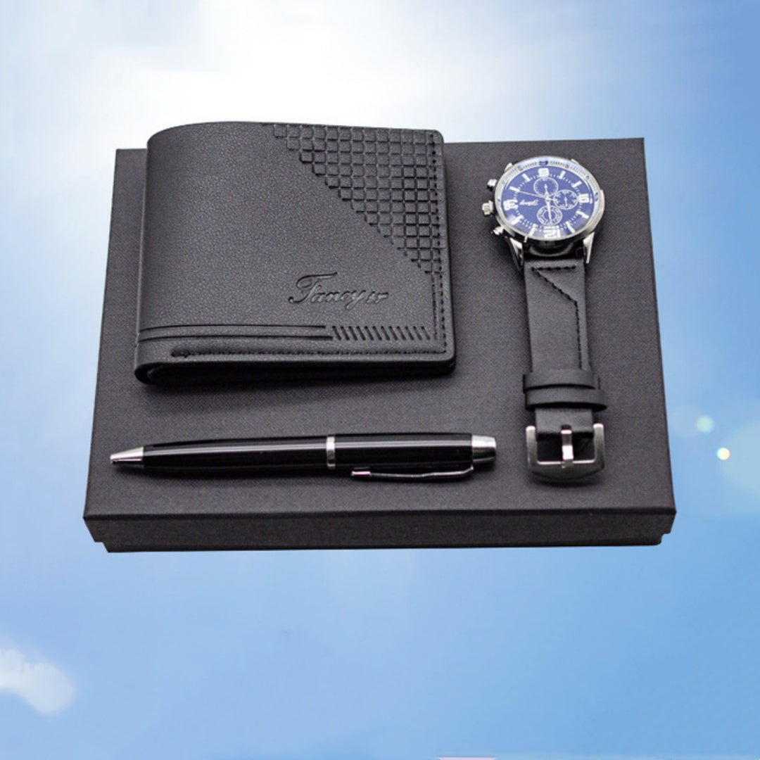 Geschenkset: Geldbörse, Stift, Uhr in Geschenkbox – Bild 3 | LuxeStyle