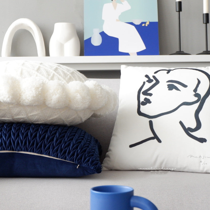 Rundes Kissen in Marineblau – Bild 2 | LuxeStyle