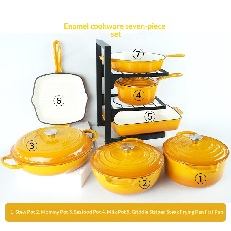 7-teiliges Kochgeschirr-Set aus Gusseisen-Emaille · 7 Stück – Bild 10 | LuxeStyle