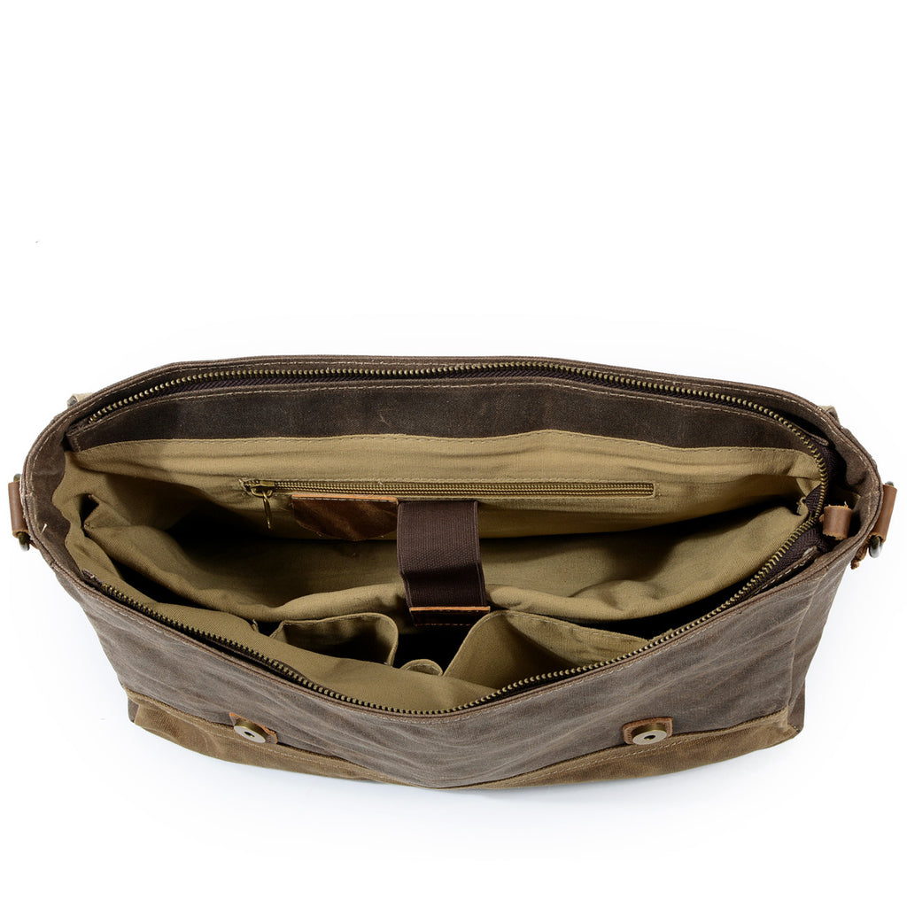 Aktentasche aus Ölwachs-Canvas und Leder | LuxeStyle