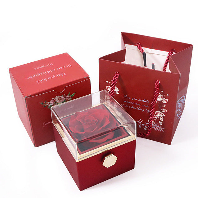 Runde Schmuckbox mit drehbarer Rose – Bild 4 | LuxeStyle