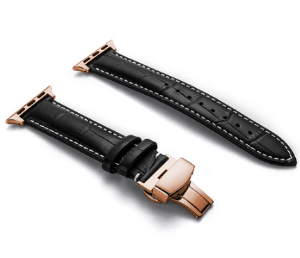Lederarmband mit Faltschliesse und Doppelknopf