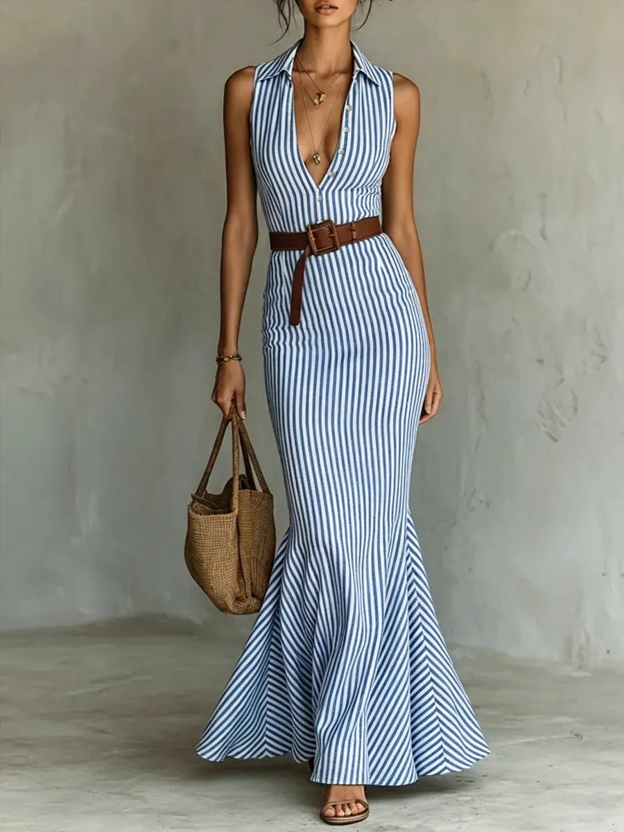 Elegantes V-Neck Kleid mit Gürtel