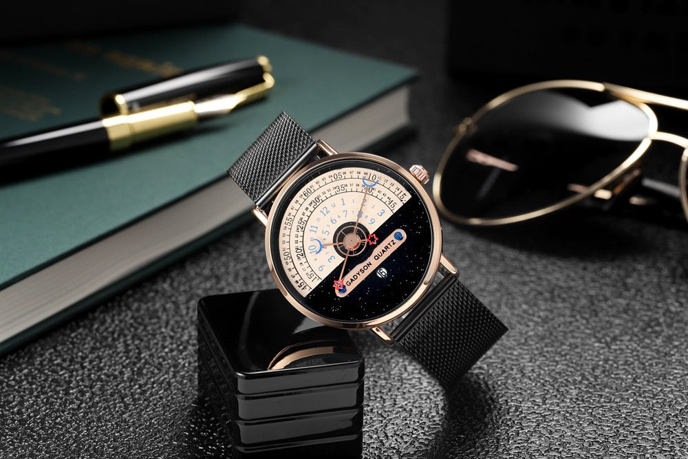 Quarz-Herrenuhr mit Kalender und Milanaise-Armband – Bild 4 | LuxeStyle