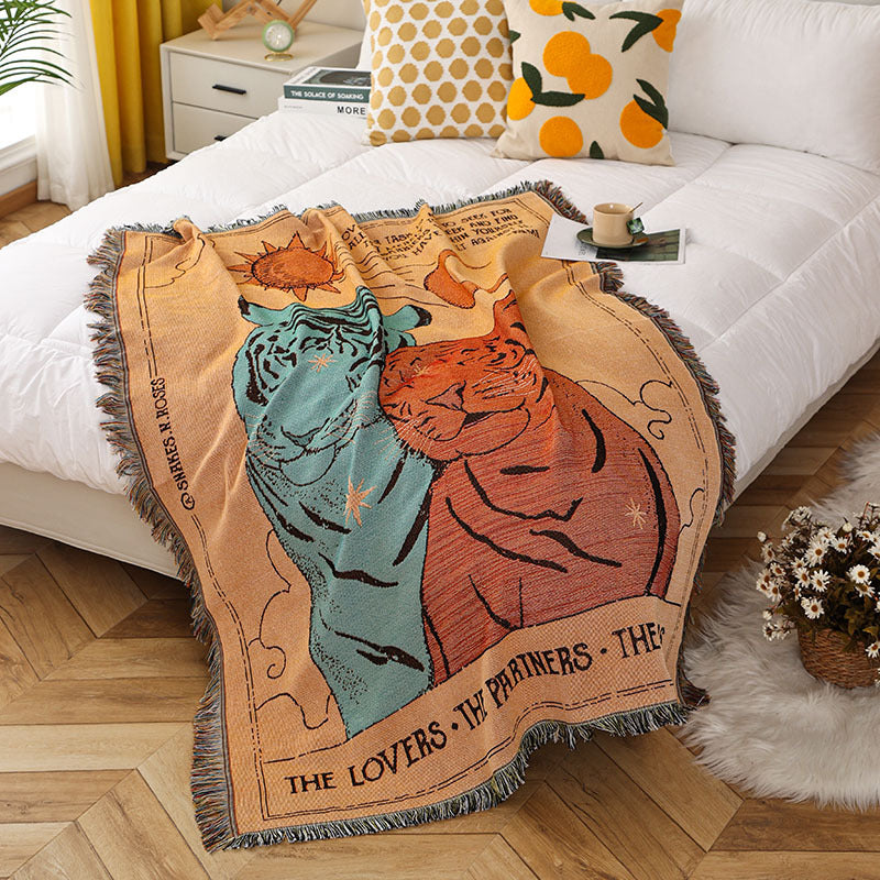 Retro-Strickdecke mit Tigermotiv