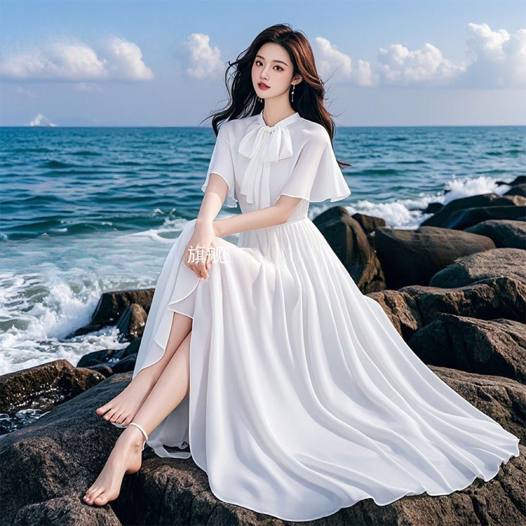 Chiffonkleid mit kurzen Ärmeln – Bild 12 | LuxeStyle
