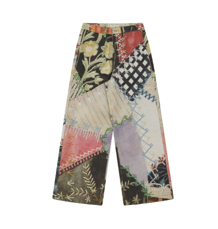 Bedruckte Twill-Hose mit weitem Bein